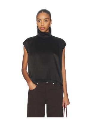 Bobi Mock Neck Muscle Tee in Black. Size L. Also in M, S, XS.