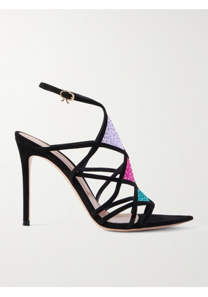 Gianvito Rossi - Embellished Mesh And Suede Sandals - Black - IT36,IT36.5,IT37,IT37.5,IT38,IT38.5,IT39,IT39.5,IT40,IT40.5,IT41,IT41.5,IT42
