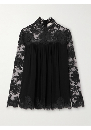 Zimmermann - Hypnotic Lace-trimmed Chiffon Blouse - Black - 00,1,2,3,4