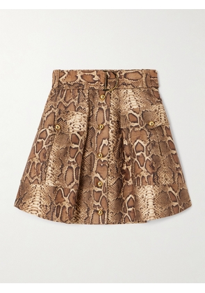 Zimmermann - Printed Silk And Cotton-blend Mini Skirt - Neutrals - 00,0,1,2,3,4