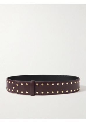 KHAITE - Theo Studded Leather Belt - Burgundy - 70,75,80,85,90