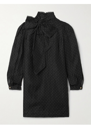 Zimmermann - Pussy-bow Lace-trimmed Polka-dot Linen And Silk-blend Organza Mini Dress - Black - 00,0,1,2,3,4