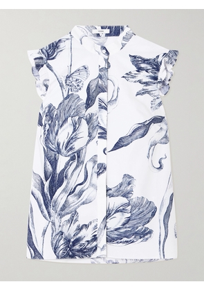 Erdem - Ruffled Floral-print Cotton-poplin Blouse - Ivory - UK 4,UK 6,UK 8,UK 10,UK 12,UK 14,UK 16