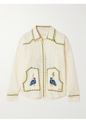 Mother - The Peasant Poet Embroidered Cotton-voile Shirt - White - x small,small,medium,large,x large