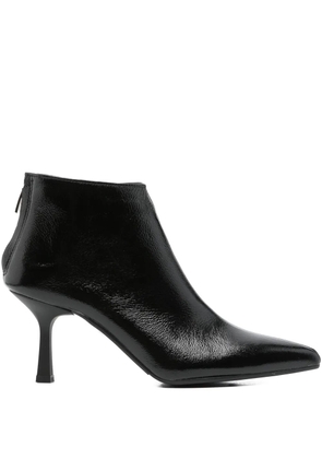 Gisel Moire 75mm pointed-toe leather boots - Black