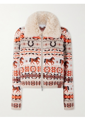 Stella McCartney - Cropped Jacquard-knit Wool Cardigan - Brown - xx small,x small,small,medium,large,x large