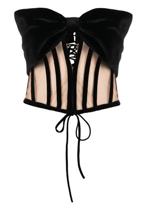 Ana Radu bow-detail velvet corset top - Black
