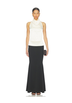 ALL THE WAYS Basma Maxi Dress in Ivory,Black. Size L. Also in M, S, XL, XS, XXS.