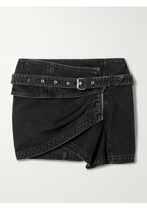 Isabel Marant - Siyen Belted Wrap-effect Denim Mini Skirt - Black - FR 34,FR 36,FR 38,FR 40,FR 42,FR 44
