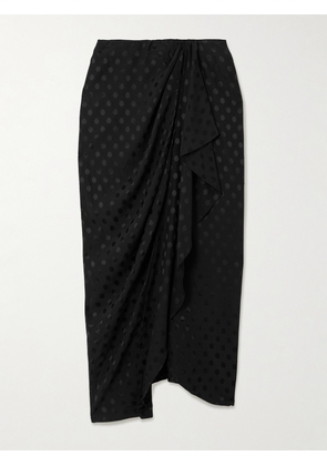 Isabel Marant - Draped Polka-dot Mesh-jacquard Midi Skirt - Black - FR 34,FR 36,FR 38,FR 40,FR 42,FR 44