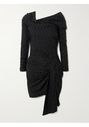 Isabel Marant - Asymmetric Draped Polka-dot Stretch-silk Dress - Black - FR 34,FR 36,FR 38,FR 40,FR 42