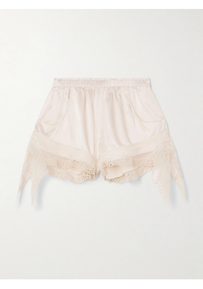 MARANT ÉTOILE - Ildana Lace-trimmed Stretch Silk-blend Satin Shorts - Ecru - FR 34,FR 36,FR 38,FR 40,FR 42