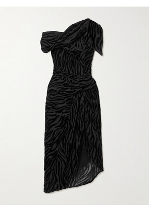 Isabel Marant - Cyane Asymmetric Gathered Devoré-velvet Dress - Black - FR 34,FR 36,FR 38,FR 40,FR 42