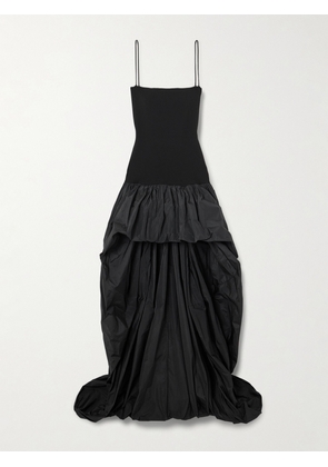 Stella McCartney - Asymmetric Gathered Taffeta And Crepe-jersey Gown - Black - IT34,IT36,IT38,IT40,IT42,IT44