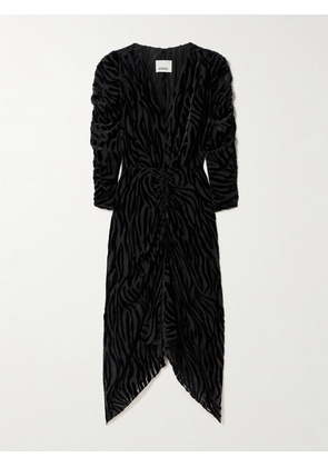 Isabel Marant - Nemil Ruched Devoré-velvet Midi Dress - Black - FR 34,FR 36,FR 38,FR 40,FR 42,FR 44