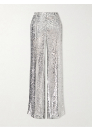 Stella McCartney - Metallic Fil-coupé Crepe Straight-leg Pants - Silver - IT34,IT36,IT38,IT40,IT42,IT44,IT46