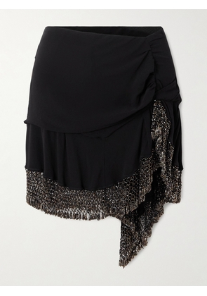 Isabel Marant - Enaya Bead-embellished Silk-georgette Mini Skirt - Black - FR 34,FR 36,FR 38,FR 40