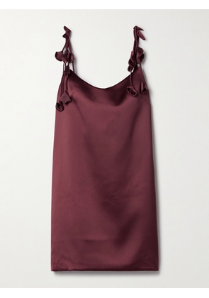 Self-Portrait - Appliquéd Satin Mini Dress - Burgundy - UK 4,UK 6,UK 8,UK 10,UK 12,UK 14,UK 16