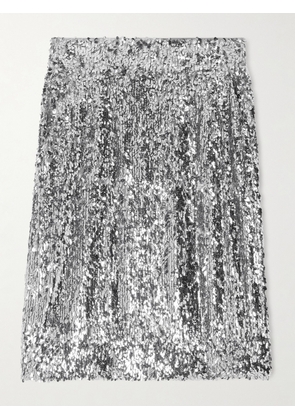 Dolce & Gabbana - Sequined Mesh Midi Skirt - Silver - IT36,IT38,IT40,IT42,IT44,IT46,IT48