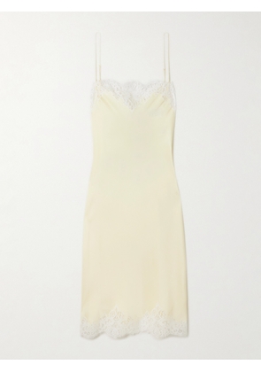 Stella McCartney - Iconic Lace-trimmed Satin Midi Dress - Yellow - IT34,IT36,IT38,IT40,IT42,IT44,IT46