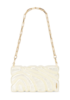 Cult Gaia Aura Clutch in Ivory.