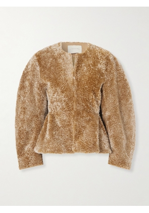 LIBEROWE - Bear Shearling Peplum Jacket - Brown - x small,small,medium,large,x large