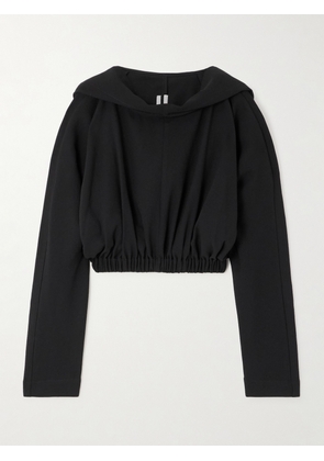 Rick Owens - Cropped Wool-crepe Hoodie - Black - One size