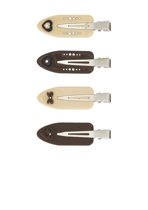 Emi Jay Popstar Clips Set in Brown.