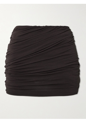 Rick Owens - Luna Gathered Stretch-jersey Mini Skirt - Brown - IT38,IT40,IT42,IT44,IT46,IT48
