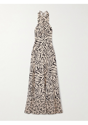 MAISON MAYLE - Valentine Ruffled Printed Silk-crepe Halterneck Maxi Dress - Multi - US0,US2,US4,US6,US8,US10