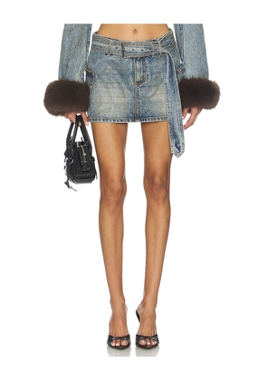 AFRM The Chippy Belted Micro Mini Skirt in Blue. Size 26. Also in 27, 28.