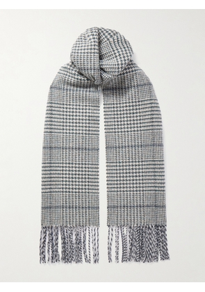 Johnstons of Elgin - Glen Fringed Houndstooth Wool Scarf - Gray - One size