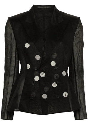 Yohji Yamamoto double-breasted semi-sheer blazer - Black