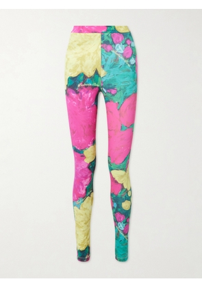 Balmain - Printed Stretch-jersey Leggings - Green - x small,small,medium,large