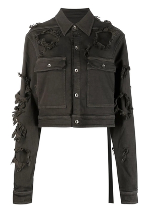 Rick Owens DRKSHDW distressed-effect cropped denim jacket - Grey