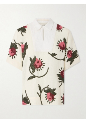 S.S. Daley - Iona Bead-embellished Linen Shirt - Cream - x small,small,medium,large,x large