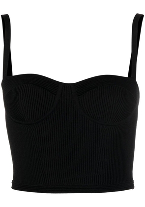 Alexander McQueen bustier-style ribbed crop top - Black