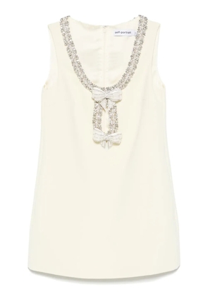 Self-Portrait crepe bow-detail mini dress - Yellow
