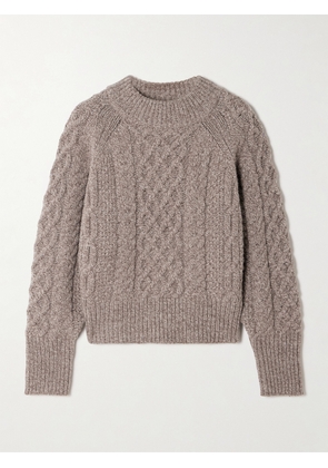 Emilia Wickstead - Emory Cropped Cable-knit Wool-blend Sweater - Neutrals - x small,small,medium,large,x large