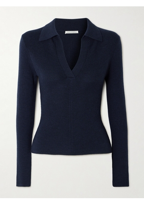Emilia Wickstead - Austin Ribbed Wool Polo Shirt - Blue - x small,small,medium,large,x large
