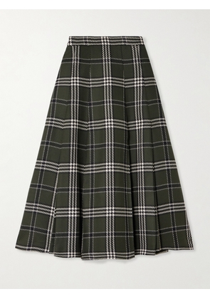 Emilia Wickstead - Kensie Checked Wool-blend Midi Skirt - Green - UK 4,UK 6,UK 8,UK 10,UK 12,UK 14,UK 16