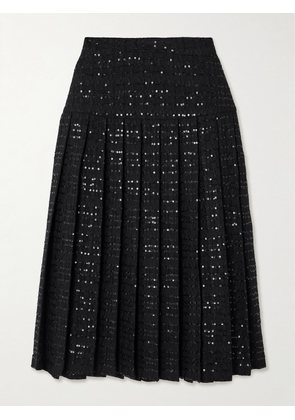 Alessandra Rich - Sequin-embellished Pleated Tweed Midi Skirt - Black - IT36,IT38,IT40,IT42,IT44,IT46