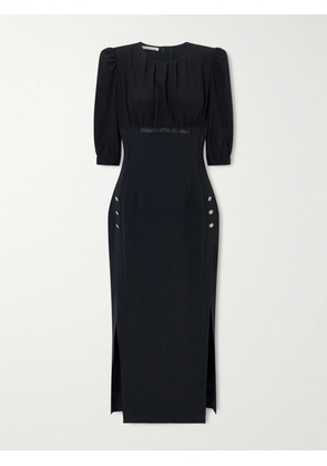 Alessandra Rich - Bow-detailed Embellished Gathered Silk-cady Midi Dress - Black - IT36,IT38,IT40,IT42,IT44,IT46