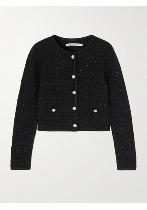 Alessandra Rich - Cropped Embellished Knitted Cardigan - Black - IT36,IT38,IT40,IT42,IT44,IT46