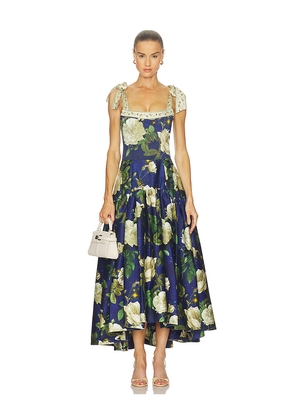 Alice + Olivia Rosalee Tie Strap Bustier Midi Dress in Blue. Size 10. Also in 4.