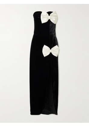Alessandra Rich - Strapless Bow-embellished Duchesse Satin-trimmed Velvet Gown - Black - IT36,IT38,IT40,IT42,IT44,IT46