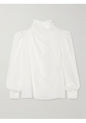 Alessandra Rich - Draped Silk Crepe De Chine Turtleneck Blouse - White - IT36,IT38,IT40,IT42,IT44,IT46