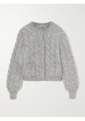 Alessandra Rich - Cropped Sequin-embellished Cable-knit Cardigan - Gray - IT36,IT38,IT40,IT42,IT44,IT46