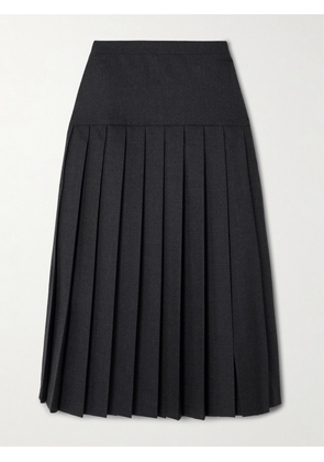 Alessandra Rich - Pleated Wool-flannel Midi Skirt - Gray - IT36,IT38,IT40,IT42,IT44,IT46