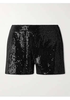 Veronica de Piante - Helena Sequined Velvet Shorts - Black - IT36,IT38,IT40,IT42,IT44,IT46